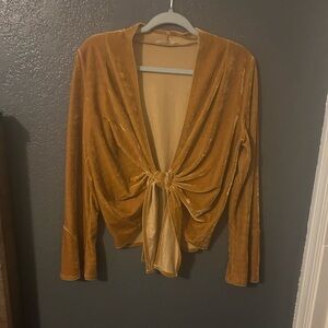 Elegant Velvet Tie-Front Top